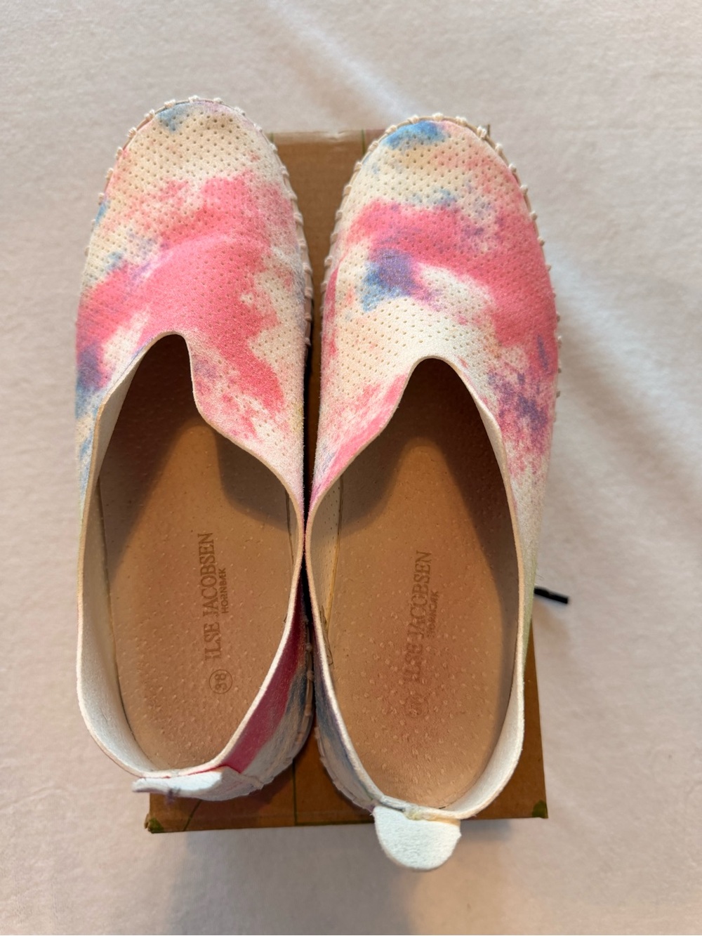 Ilse Jacobsen Pink and Blue Tie-Dye Espadrille Slip-Ons